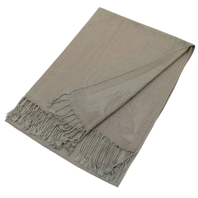 022_21 - One Rose Floral Print Pashmina Shawl Scarf- Silver