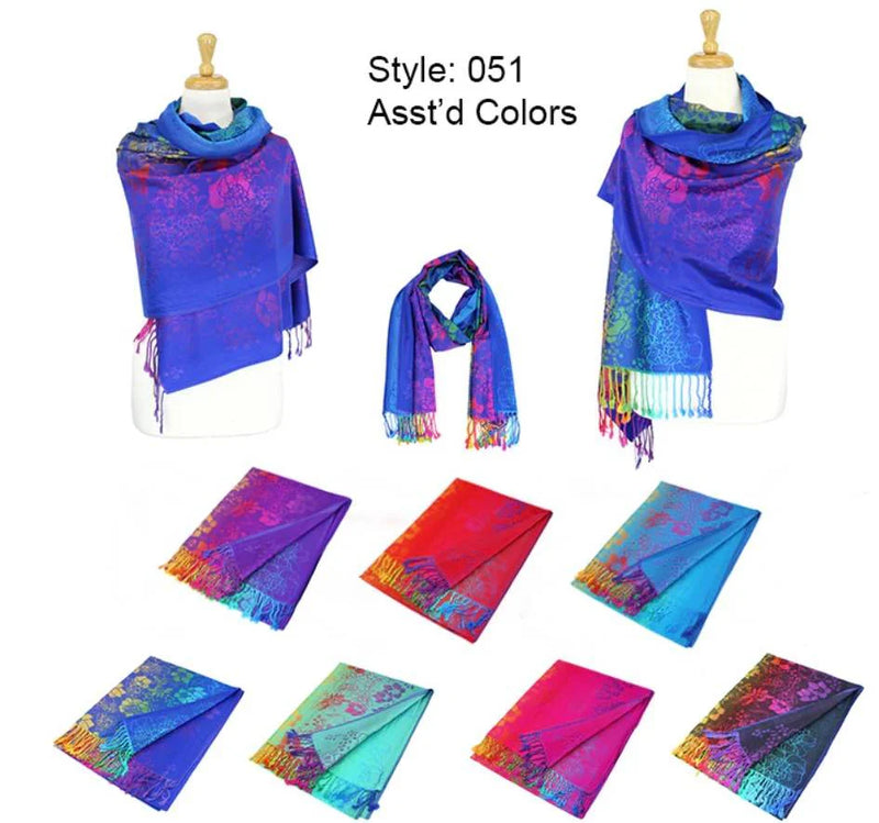 DB051 - One Dozen Rainbow Pashmina Shawl Scarf