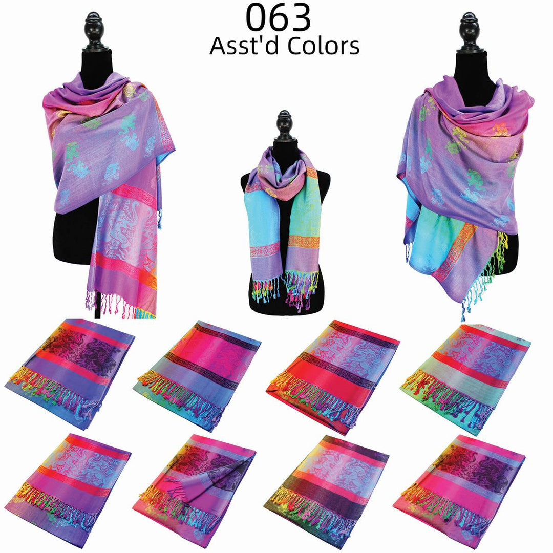 DB063 - One Dozen Rainbow Pashmina Shawl Scarf