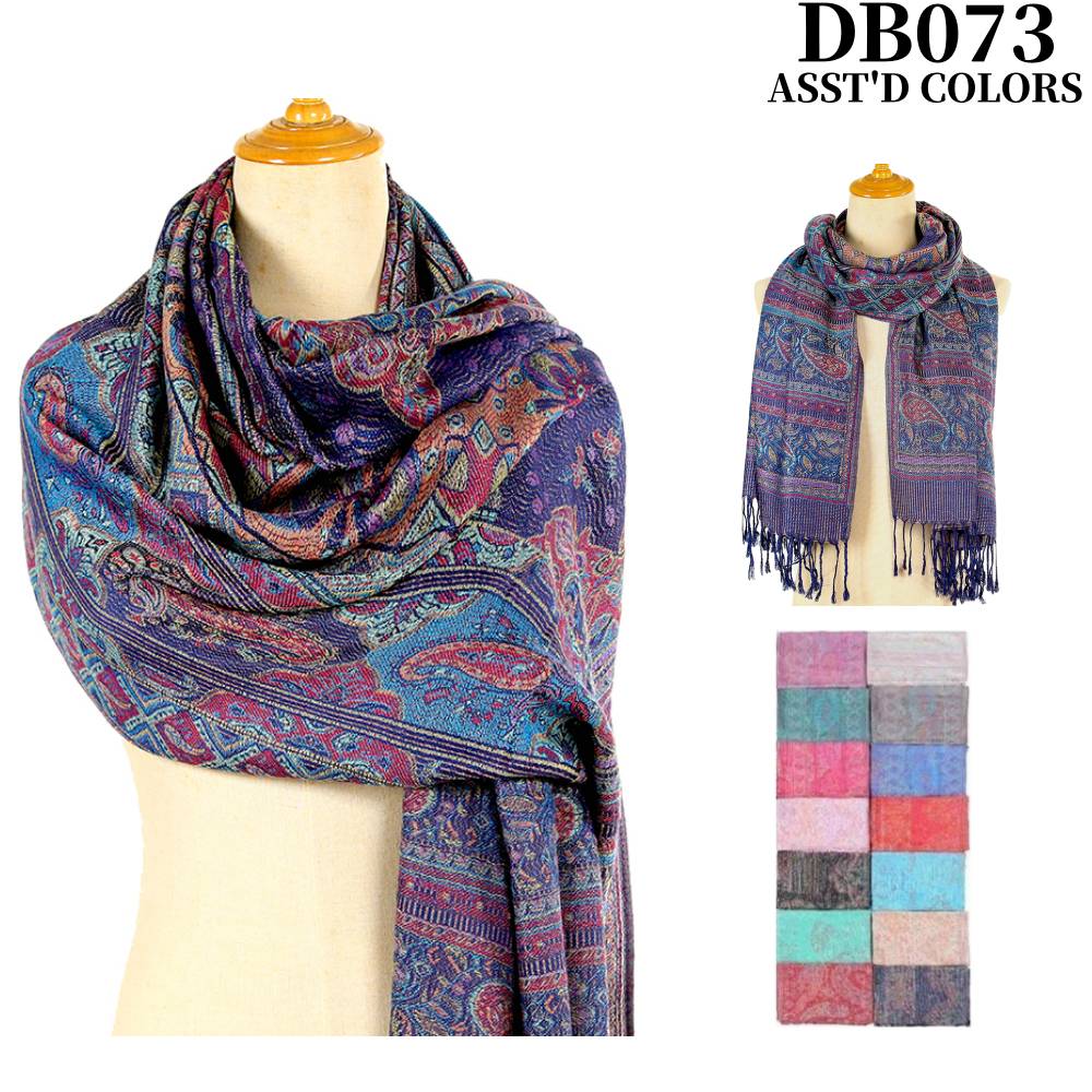 DB073 - One Dozen Paisley Pashmina Shawl Scarf