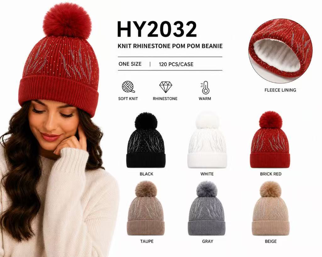 HY2032 - One Dozen Knit Hat with PomPom