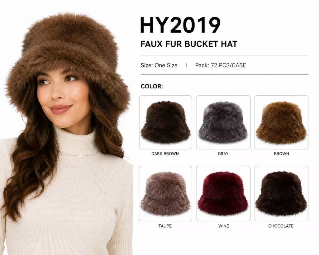 HY2019 - One Dozen Fur Cozy Bucket Adjustable Hat