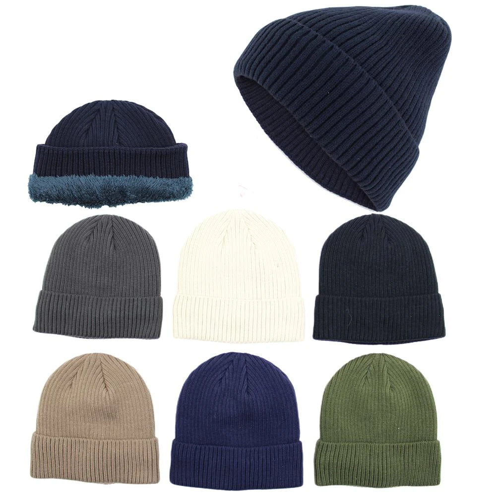 3654 - One Dozen Plain Beanie Hats