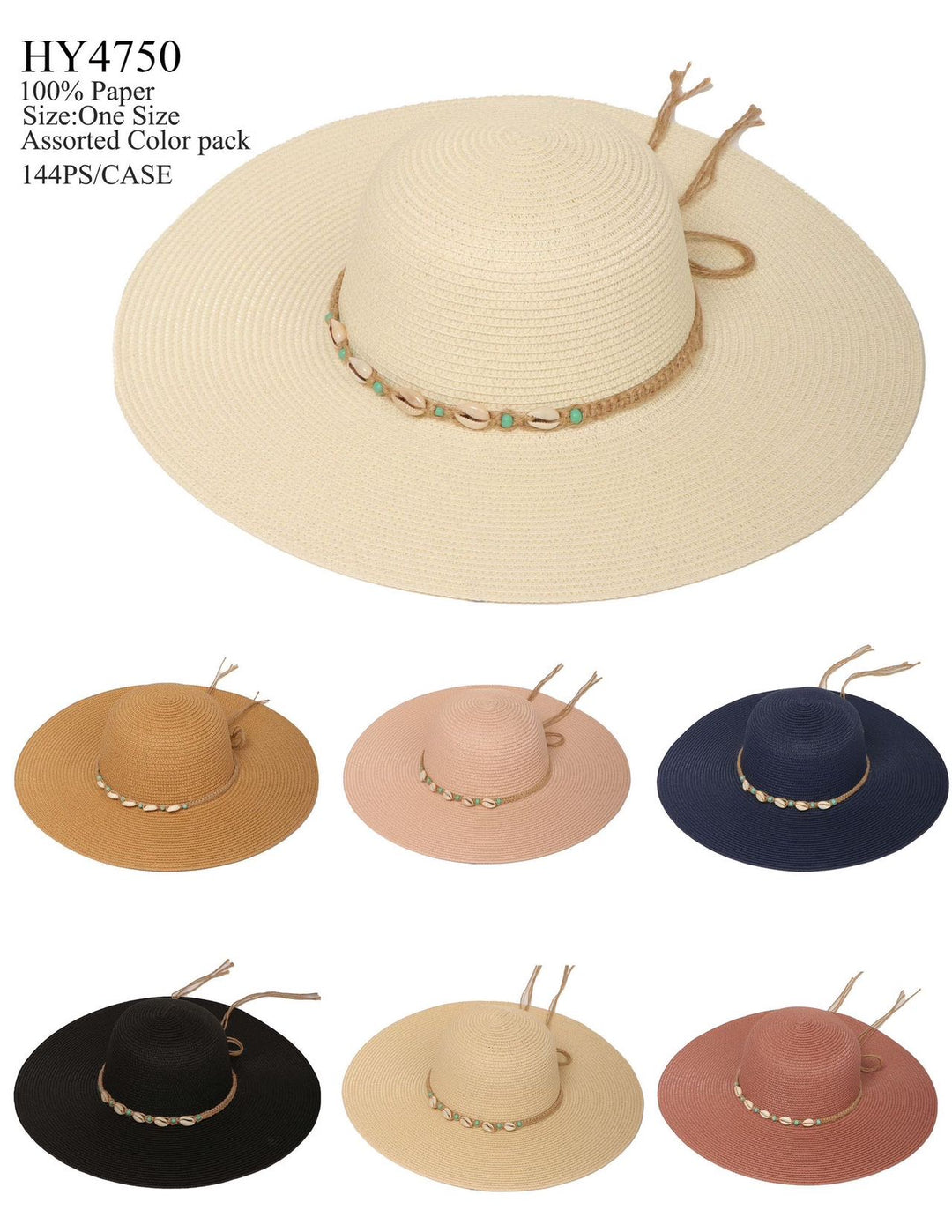 HY4750 - One Dozen straw floppy Hats