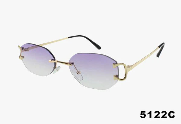 5122C - Wholesale Small Geometric Fashion Rimless Sunglasses