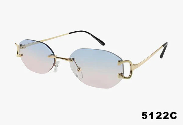 5122C - Wholesale Small Geometric Fashion Rimless Sunglasses