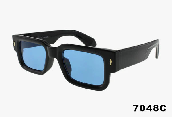 7048C - Wholesale Fashion Thick Framed Rectangle Sunglasses