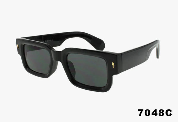 7048C - Wholesale Fashion Thick Framed Rectangle Sunglasses