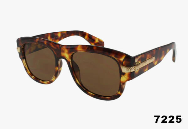 7225 - Wholesale Large Frame Rounded Pilot Style Sunglasses