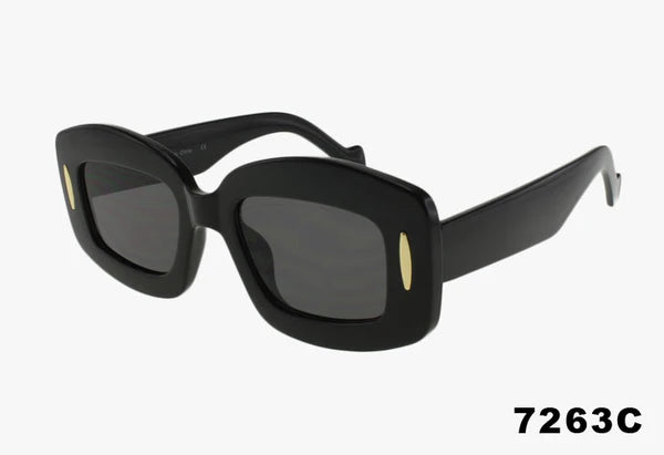 7263C - Wholesale Thick Frame Rounded Butterfly Style Sunglasses