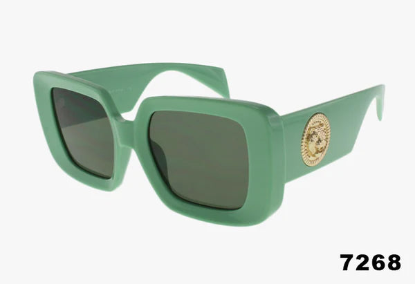 7268 - Wholesale Fashion Oversized Square Metal Emblem Sunglasses