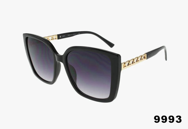 9993 - Wholesale Fashion Square Sunglasses With Metal Chain Temple