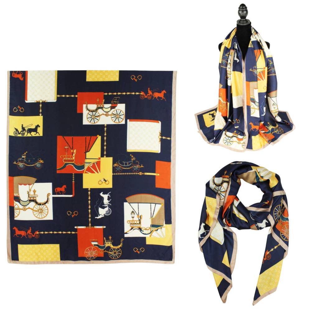 F11-46 - One Dozen Oblong Silky Satin Scarf Shawl