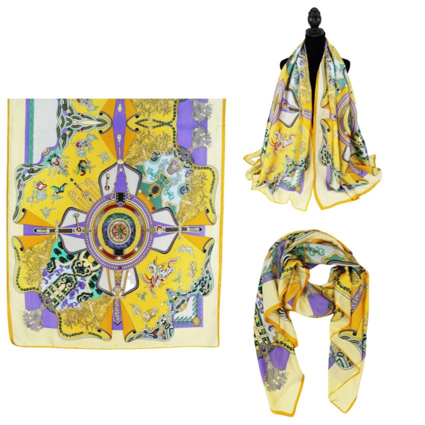 F11-55 - One Dozen Oblong Silky Satin Scarf Shawl