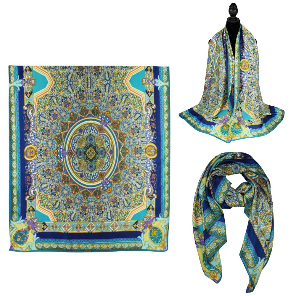 F11-60 - One Dozen Oblong Silky Satin Scarf Shawl