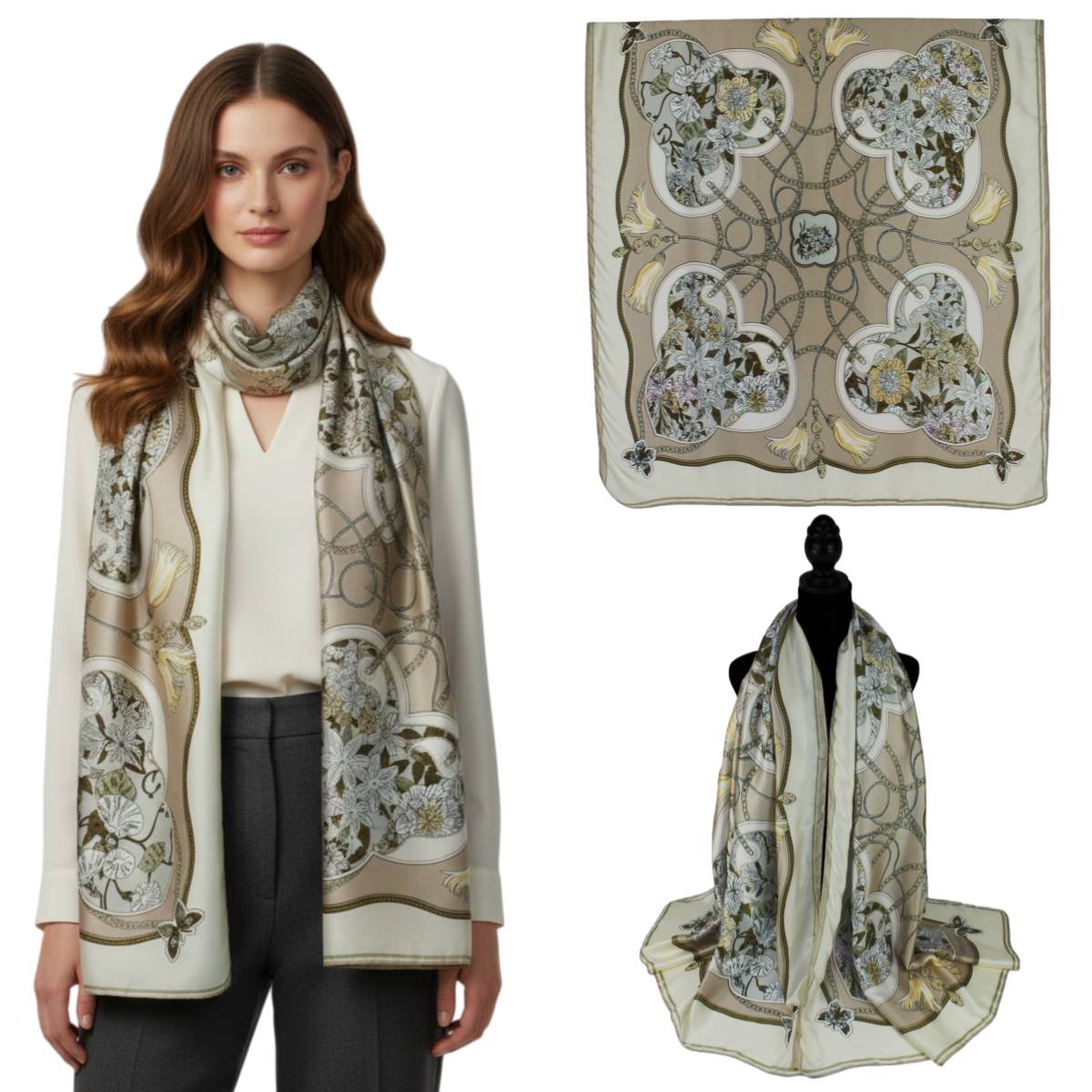 F11-83 - One Dozen Oblong Silky Satin Scarf Shawl
