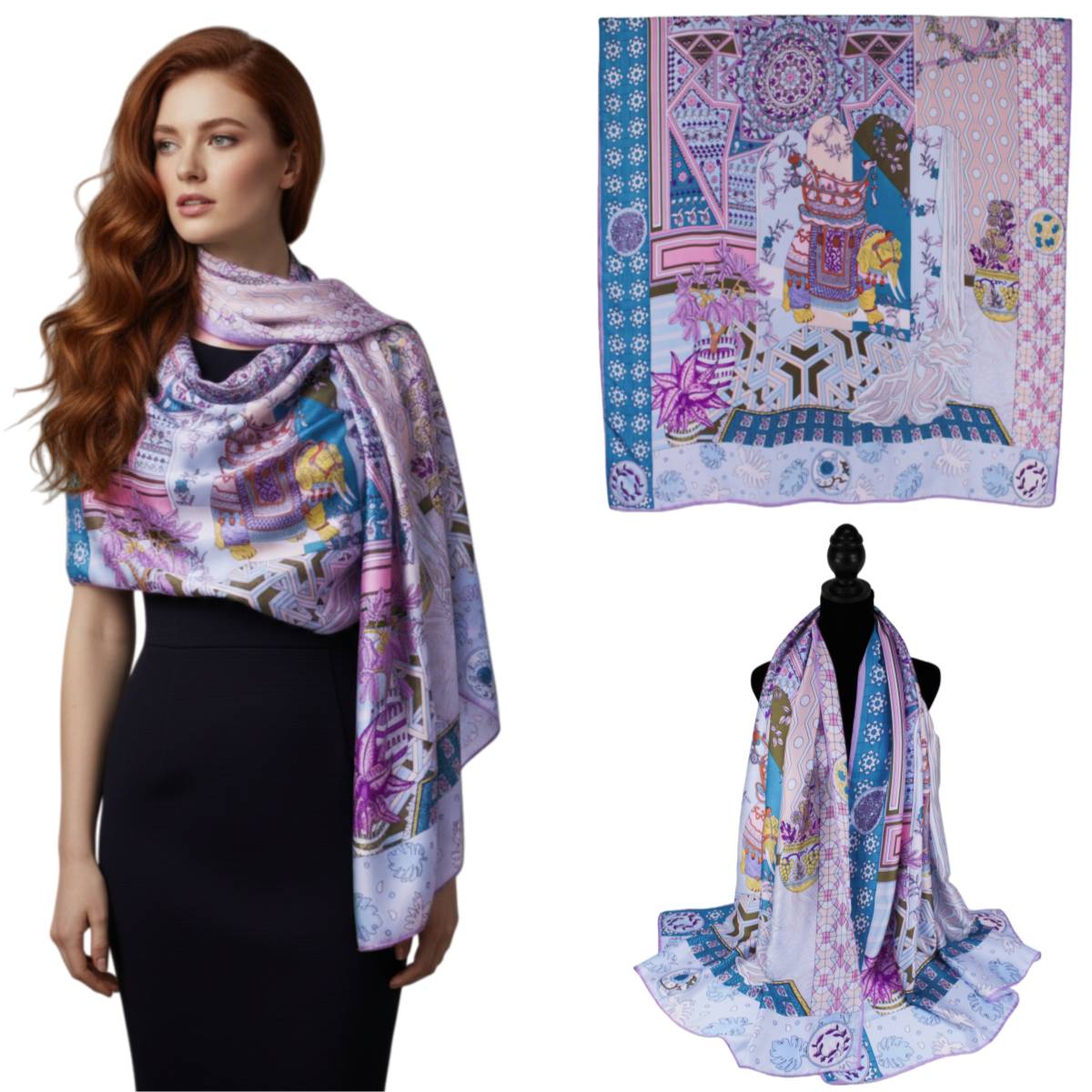 F11-84 - One Dozen Oblong Silky Satin Scarf Shawl