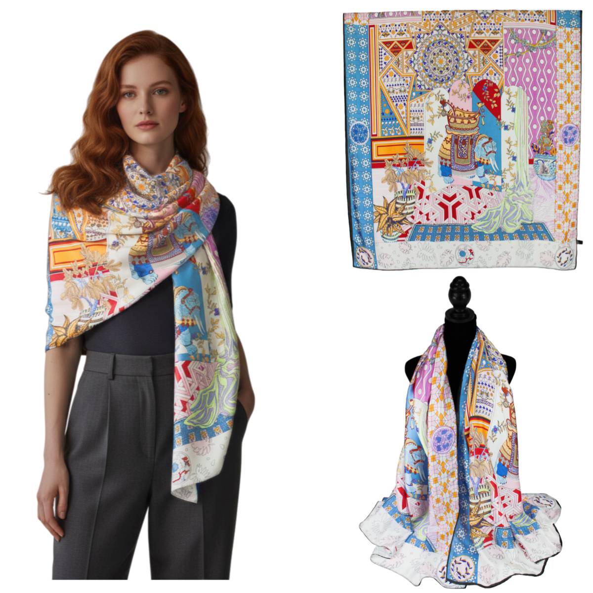 F11-88 - One Dozen Oblong Silky Satin Scarf Shawl