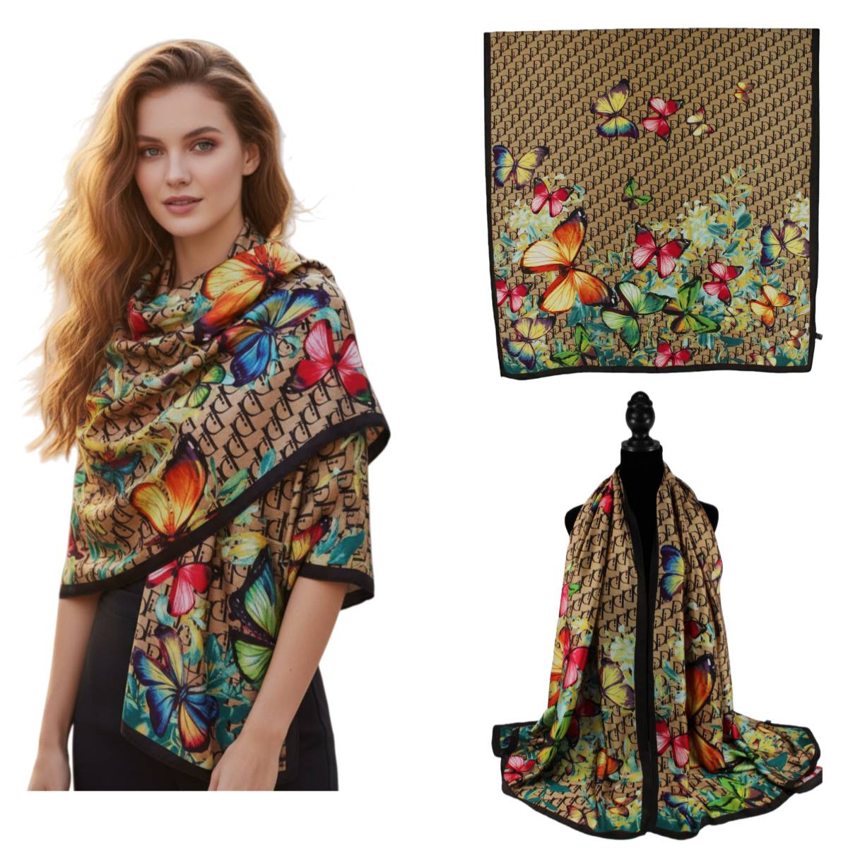 F11-93 - One Dozen Oblong Silky Satin Scarf Shawl