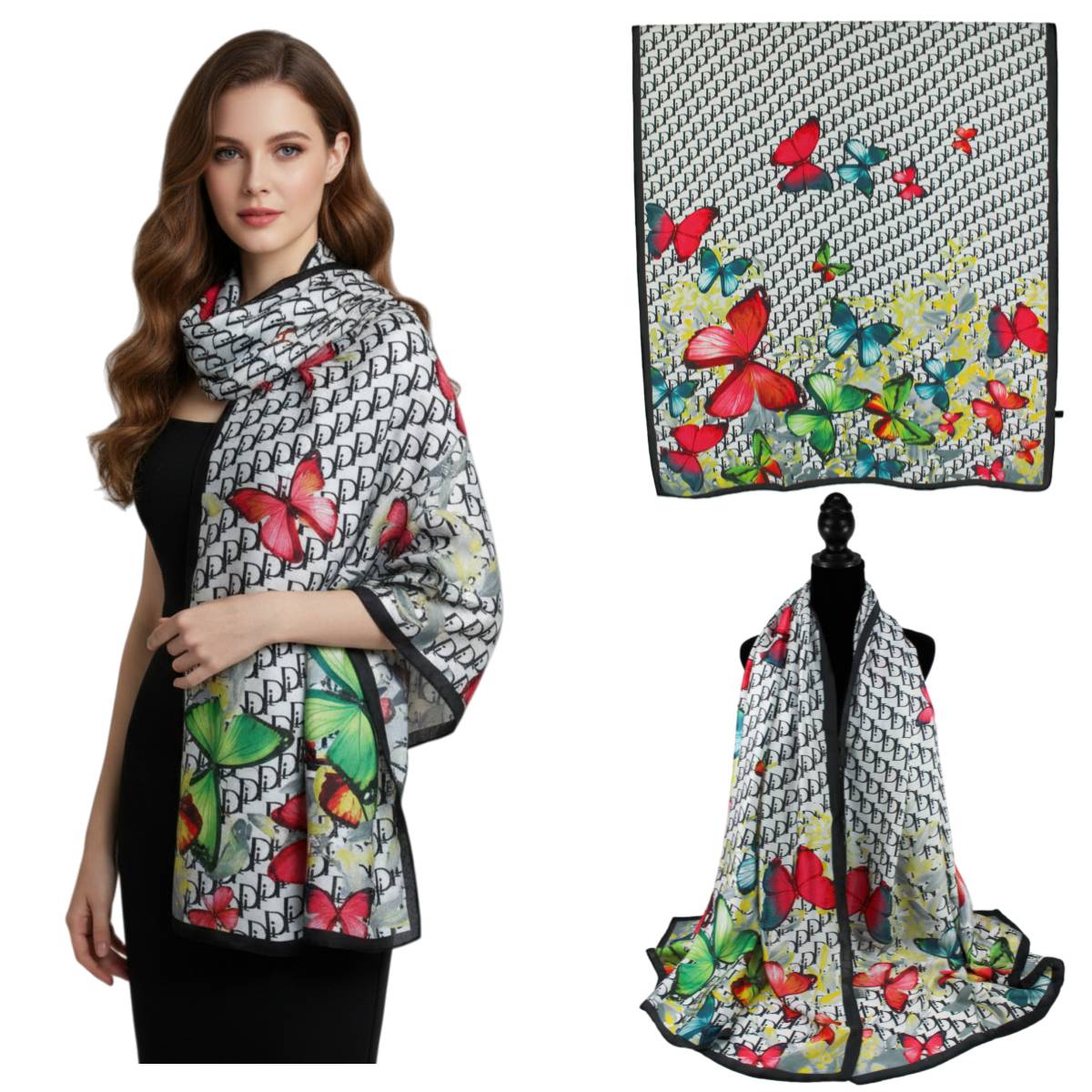 F11-94 - One Dozen Oblong Silky Satin Scarf Shawl