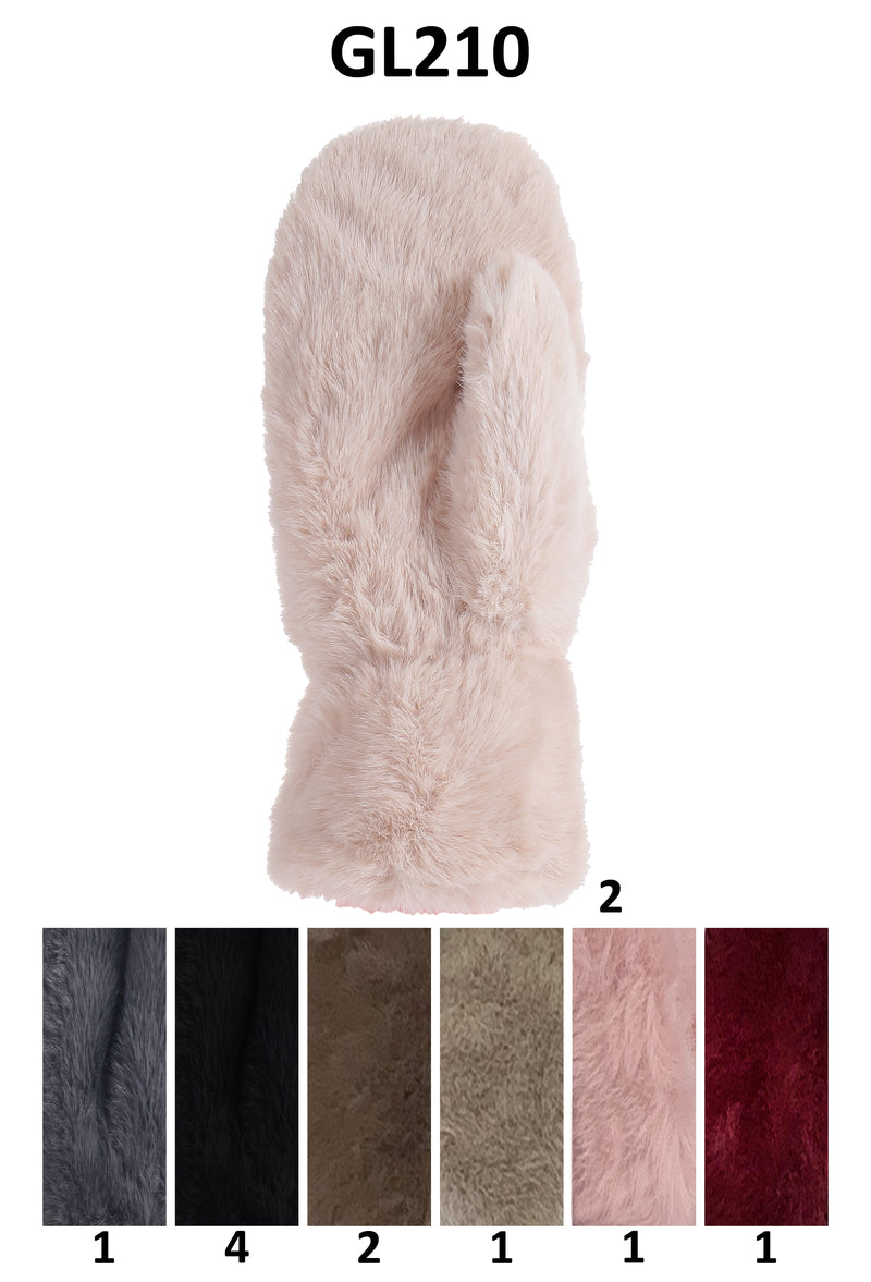 GL210 - One Dozen Faux Fur Ladies Mitten