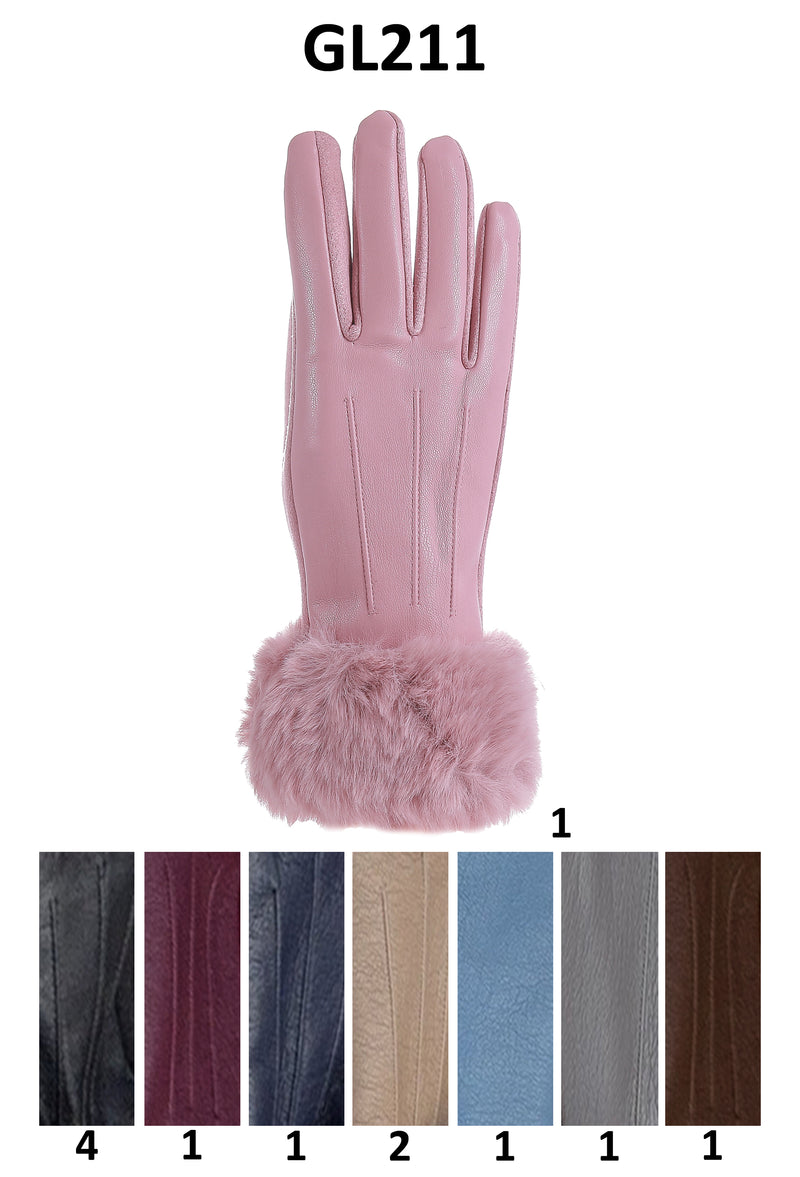GL211 - One Dozen Faux Leather Ladies Glove