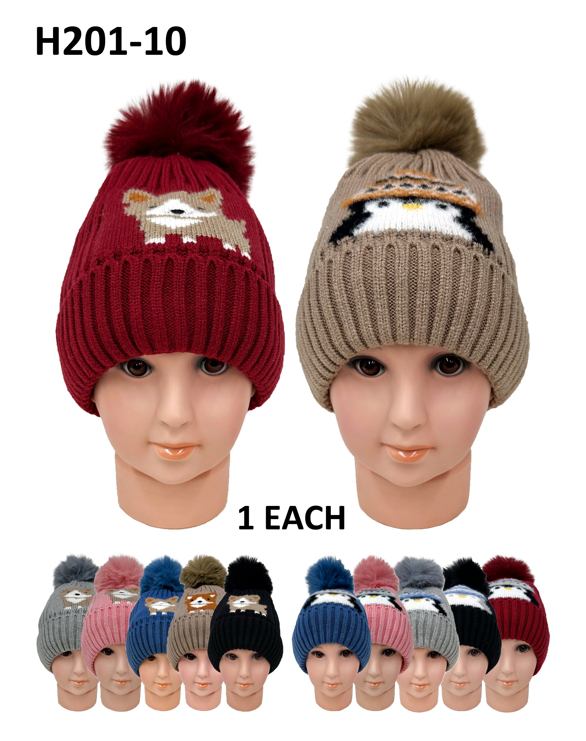 H201-10 - One Dozen Kids Soft Warm Beanie Hat