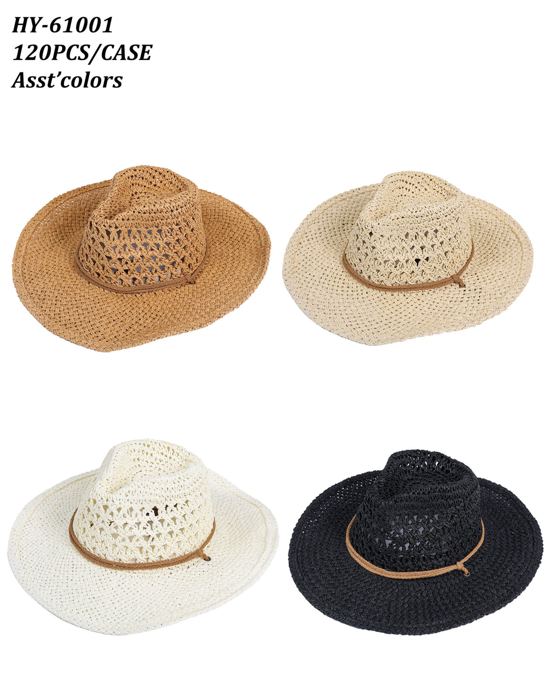 HY61001 - One Dozen Straw Fedora Hats