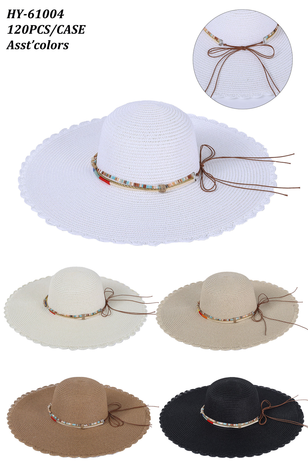 HY61004 - One Dozen Straw Floppy Sun Hats