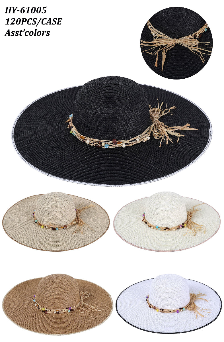 HY61005 - One Dozen Straw Floppy Sun Hats