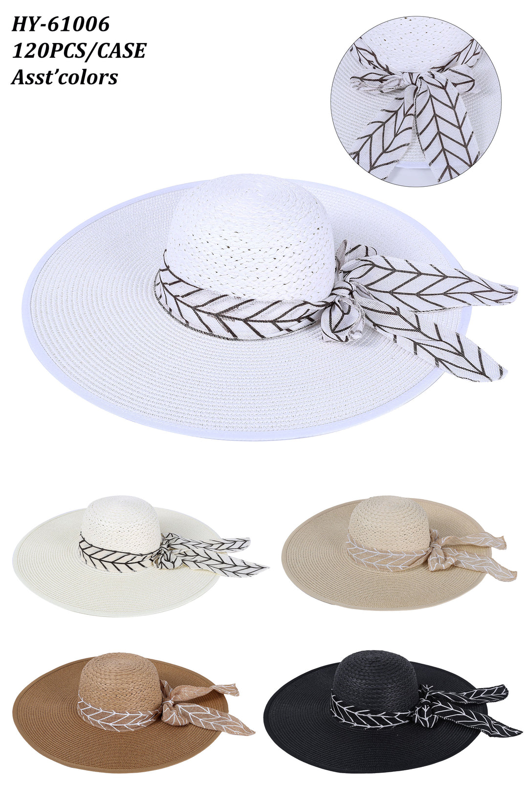 HY61006 - One Dozen Straw Floppy Sun Hats