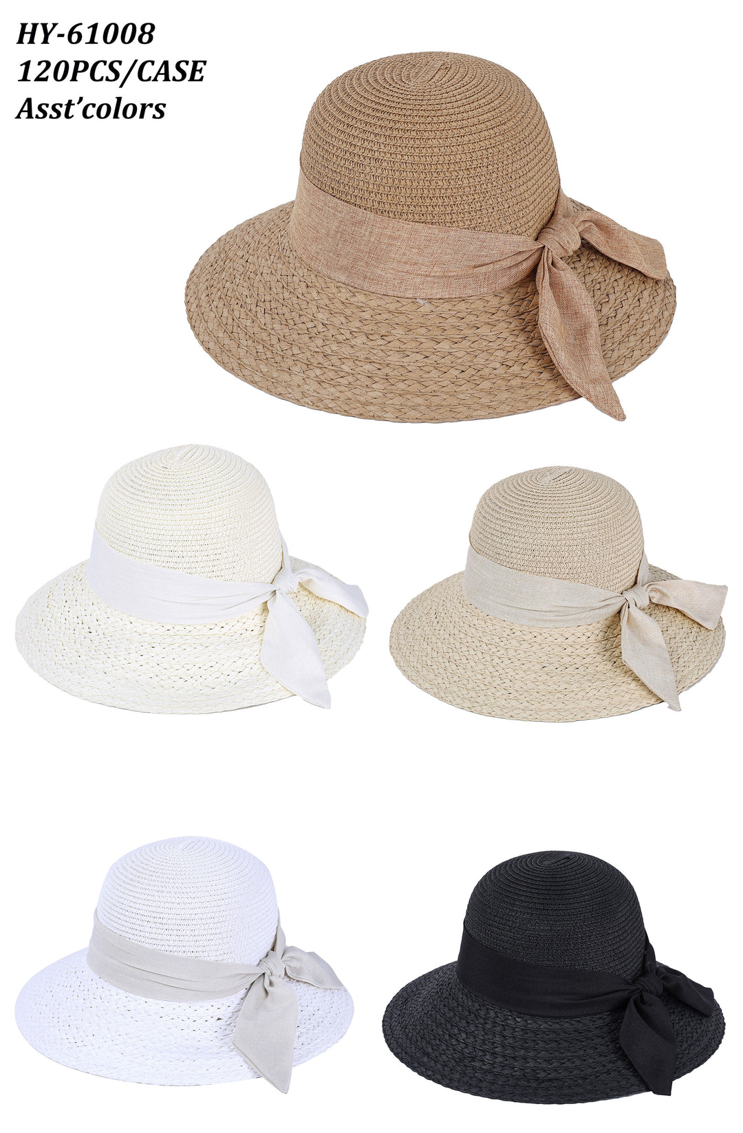 HY61008 - One Dozen Straw Sun Hats