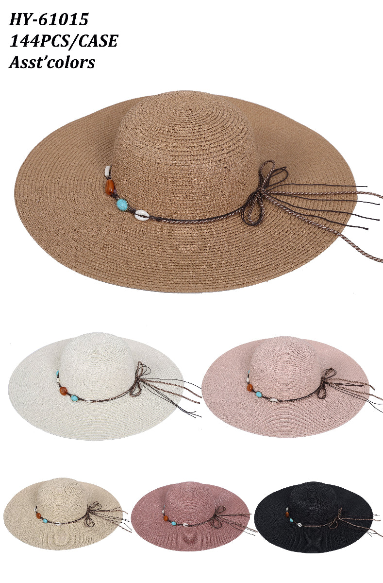 HY61015 - One Dozen Straw Floppy Sun Hats