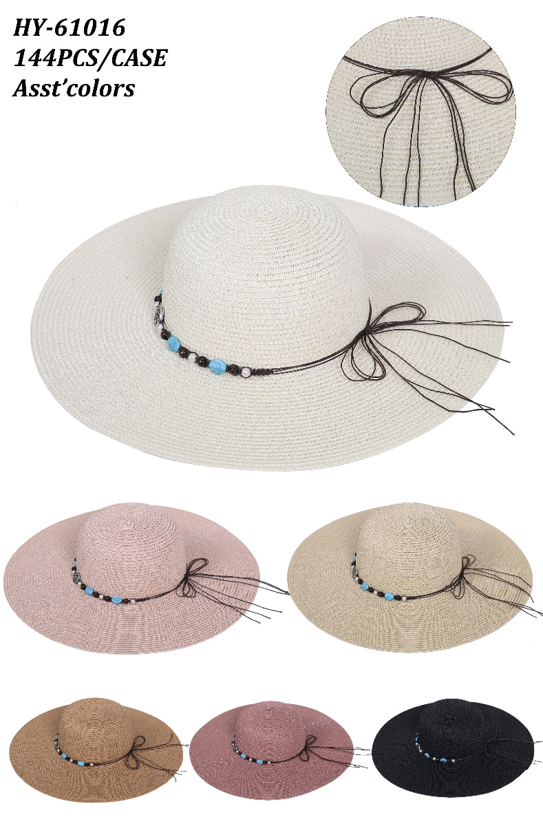 HY61016 - One Dozen Straw Floppy Sun Hats