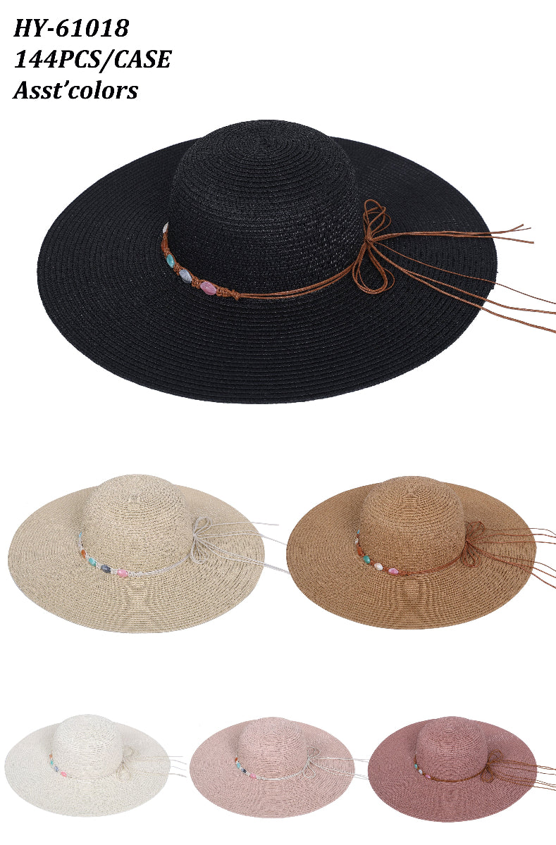 HY61018 - One Dozen Straw Floppy Sun Hats