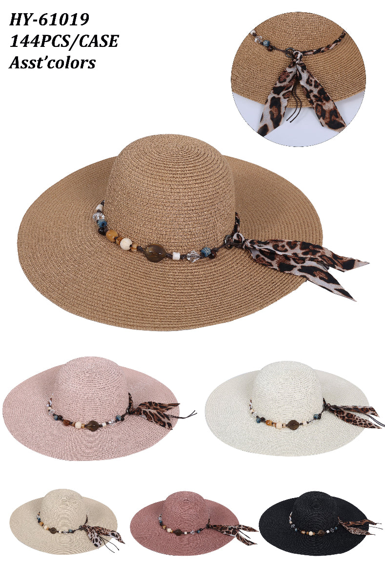 HY61019 - One Dozen Straw Floppy Sun Hats