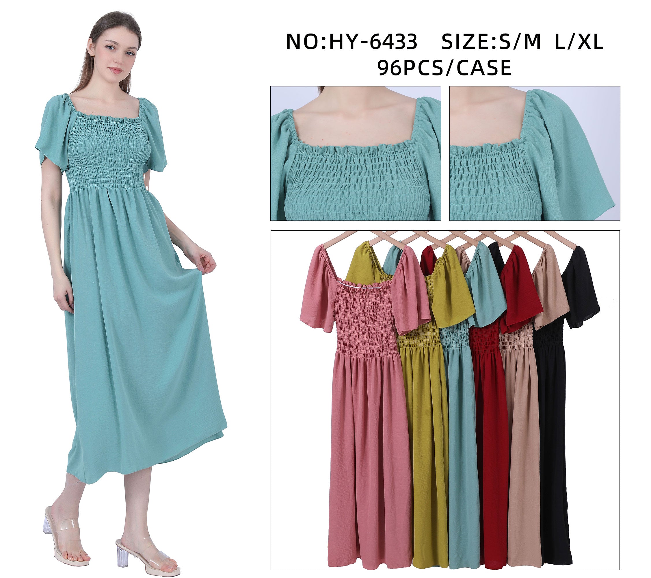 HY6433 - One Dozen Long Dress Mix Colors & Mix Sizes