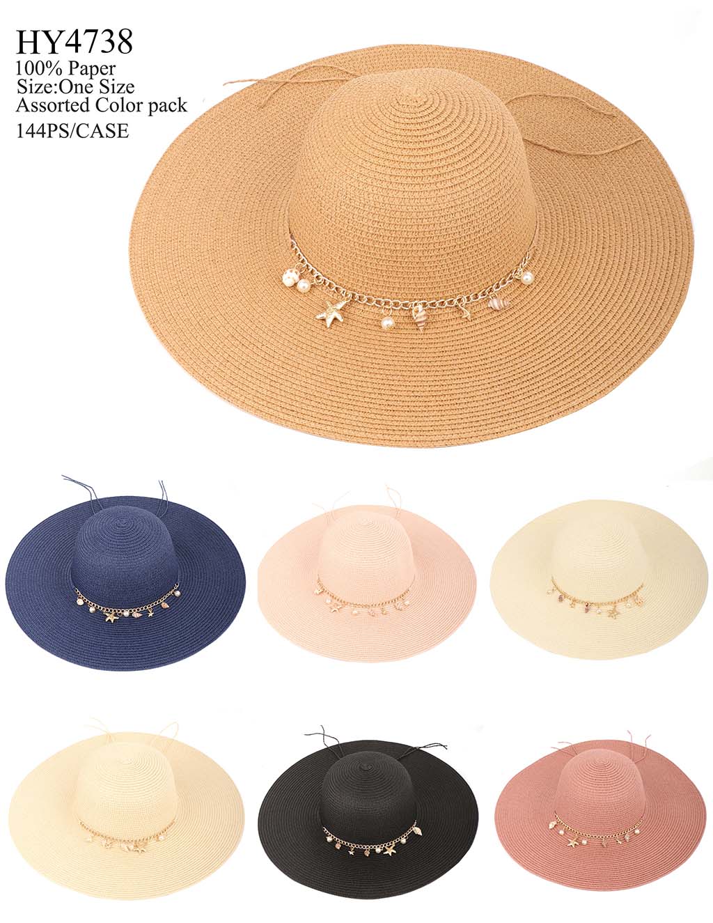 HY4738 - One Dozen straw floppy Hats