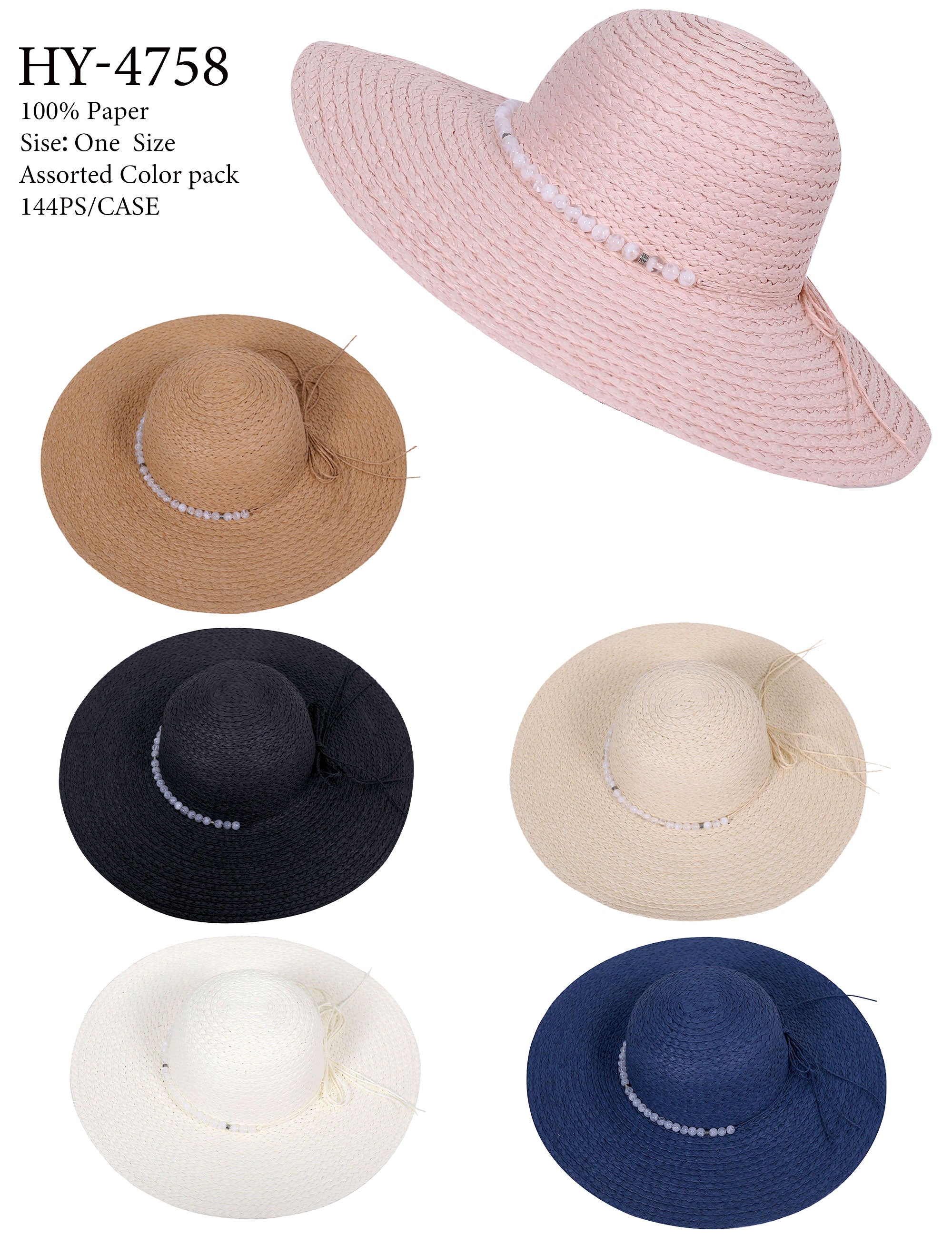 HY4758 - One Dozen straw floppy Hats