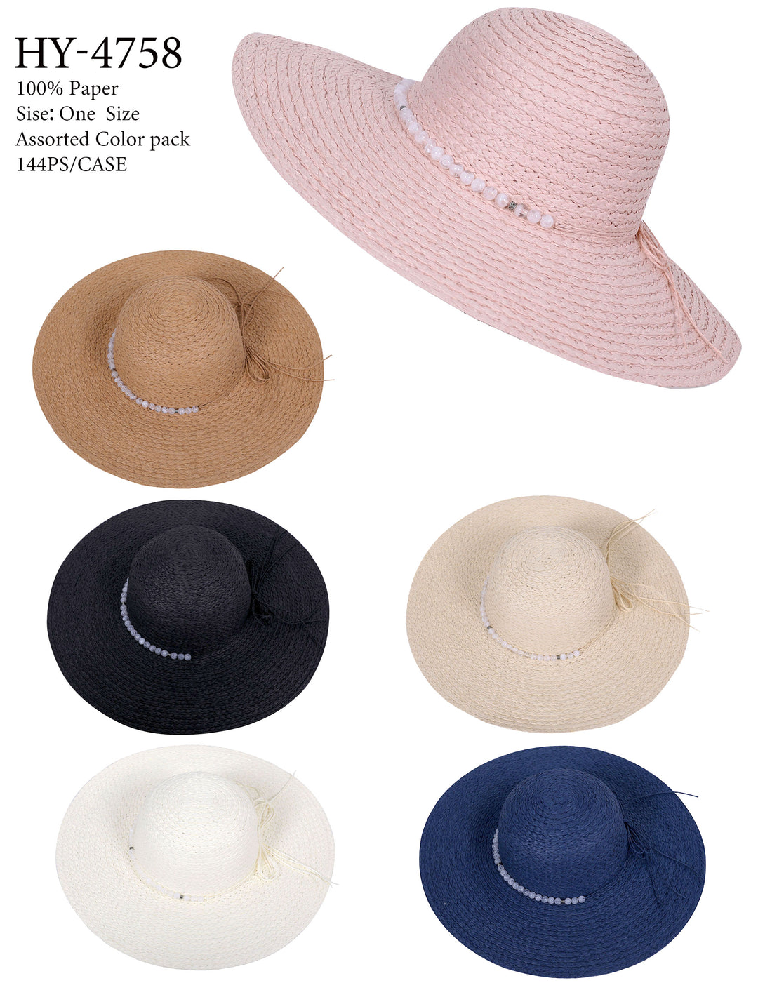 HY4758 - One Dozen straw floppy Hats