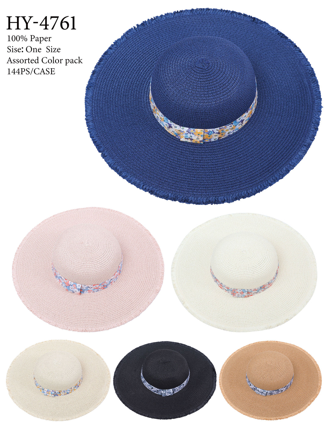 HY4761 - One Dozen straw floppy Hats