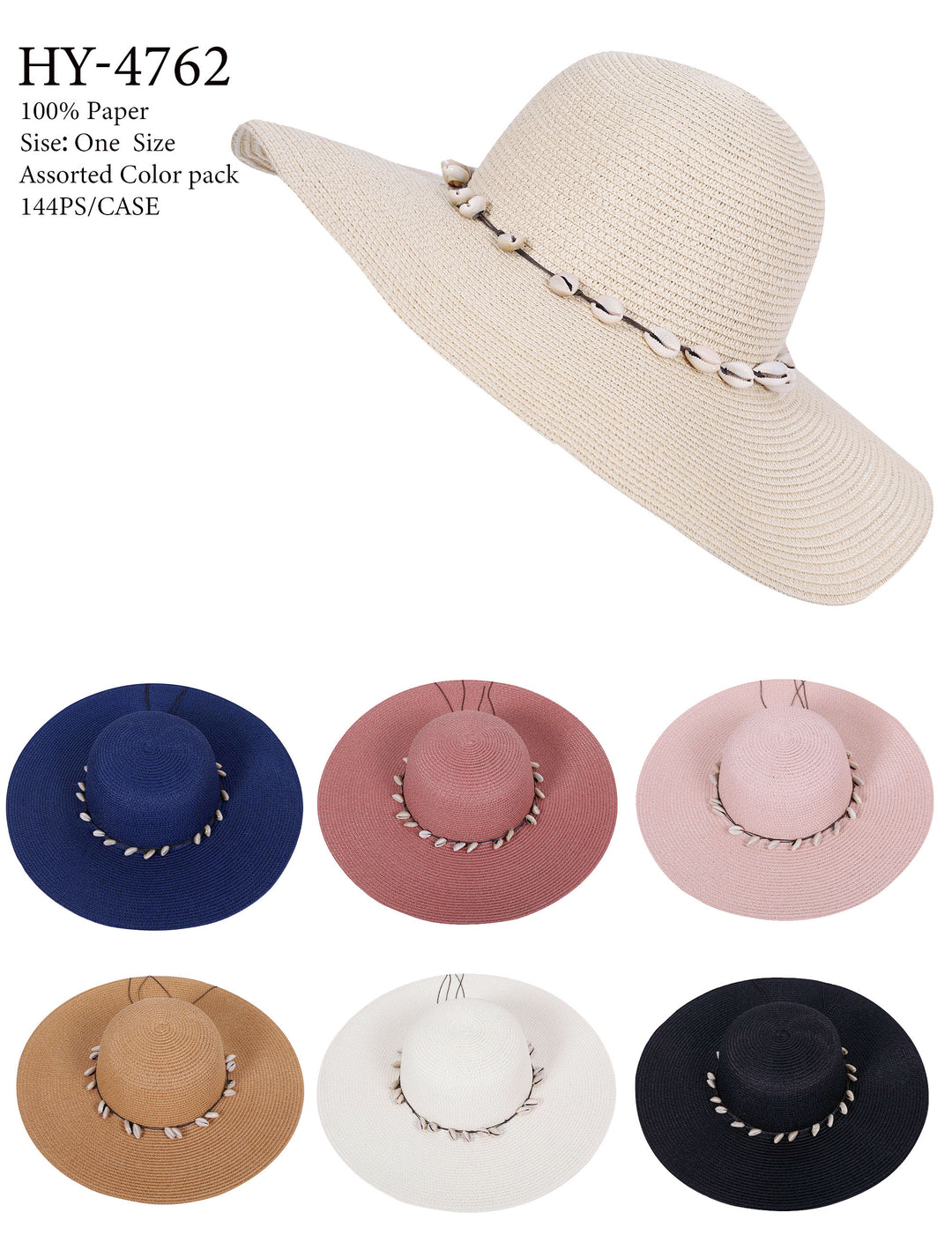 HY4762 - One Dozen straw floppy Hats
