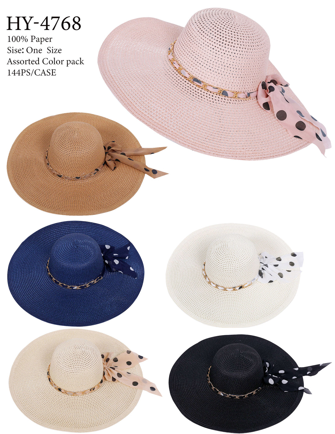 HY4768 - One Dozen straw floppy Hats