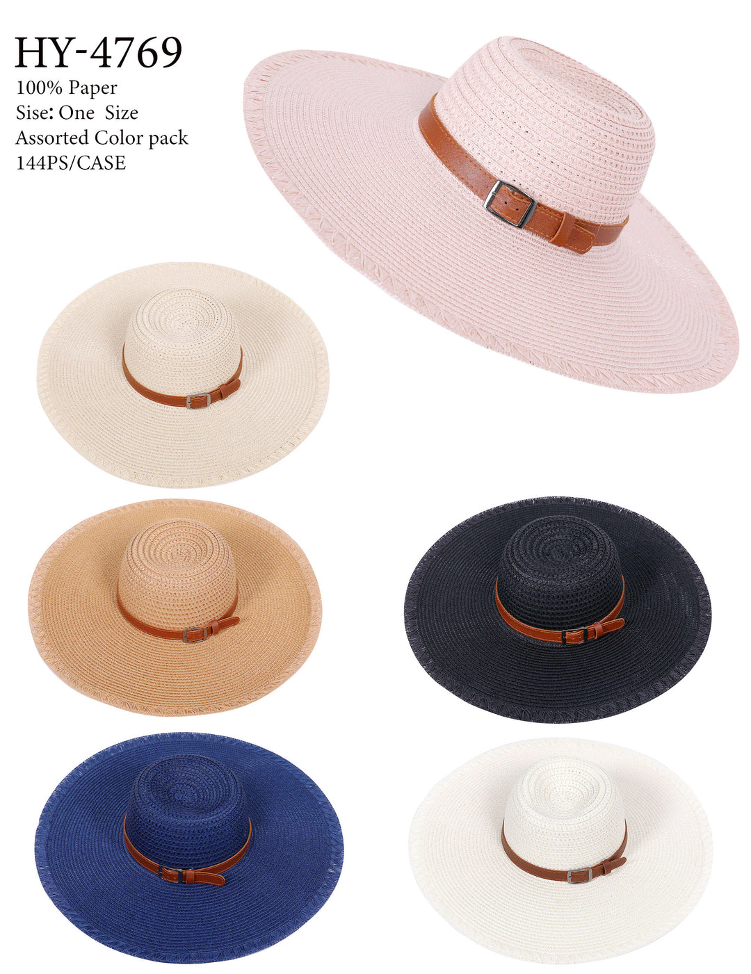 HY4769 - One Dozen straw floppy Hats