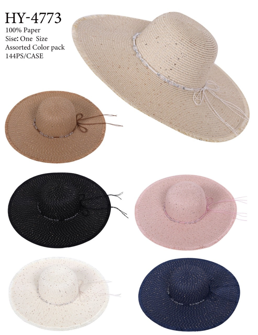 HY4773 - One Dozen straw floppy Hats