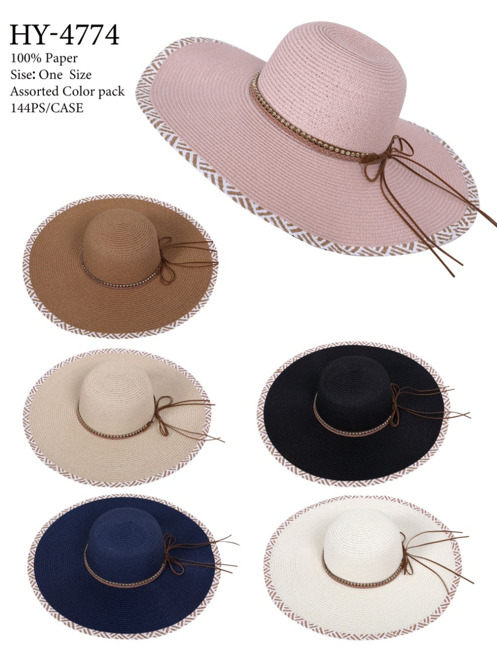 HY4774 - One Dozen straw floppy Hats