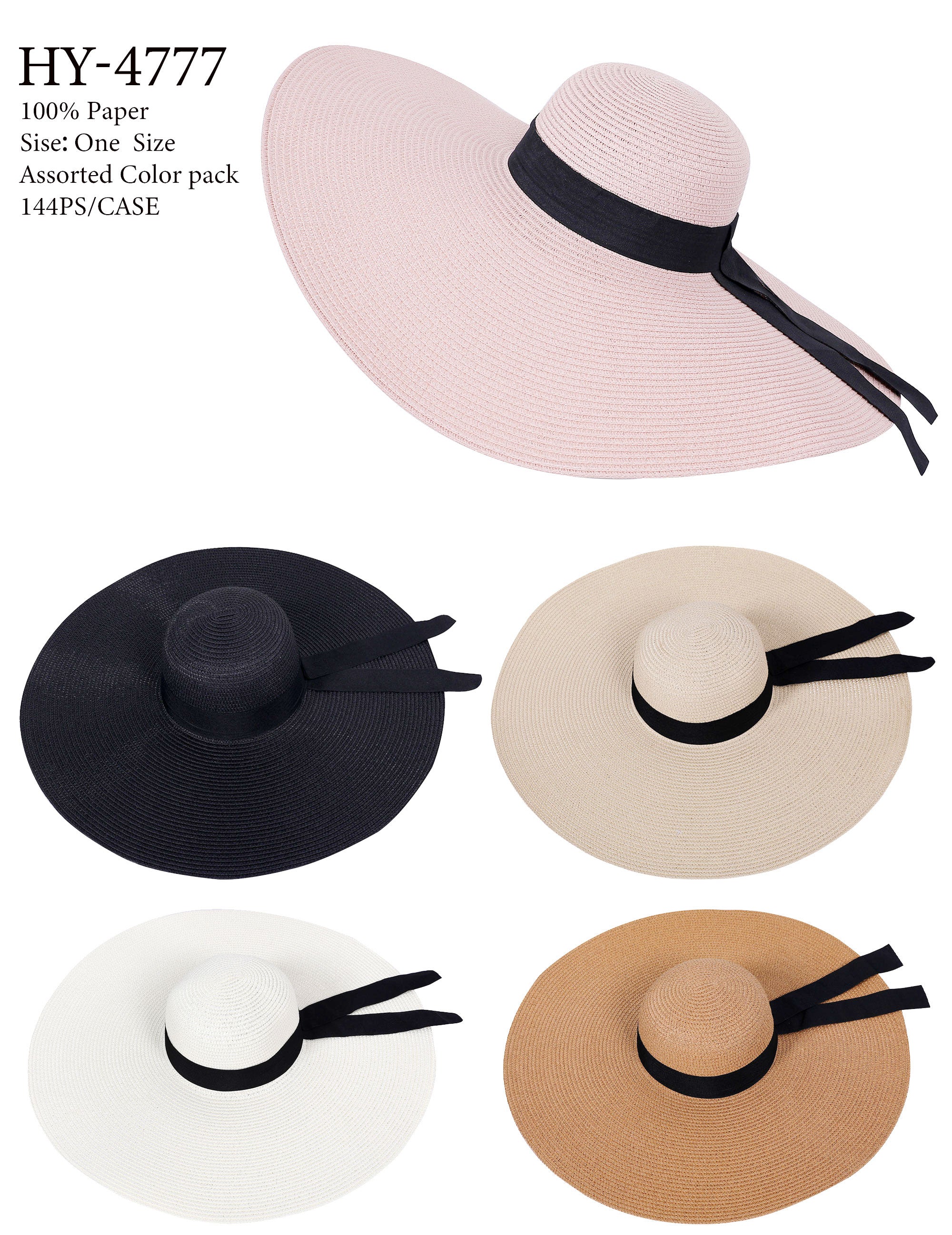 HY4777 - One Dozen straw floppy Hats