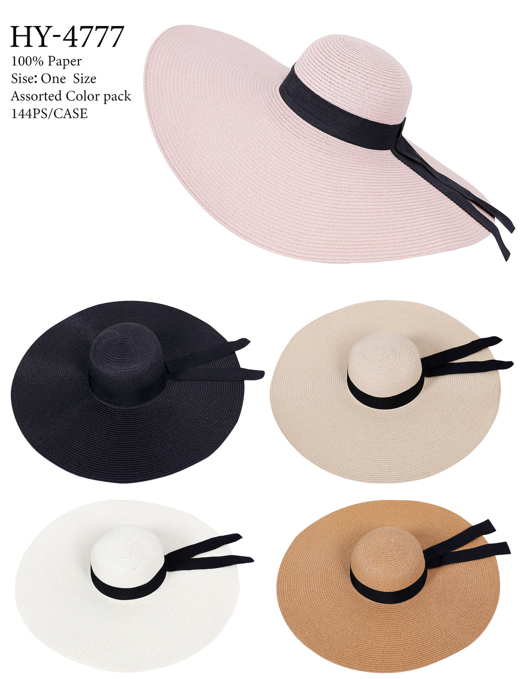 HY4777 - One Dozen straw floppy Hats