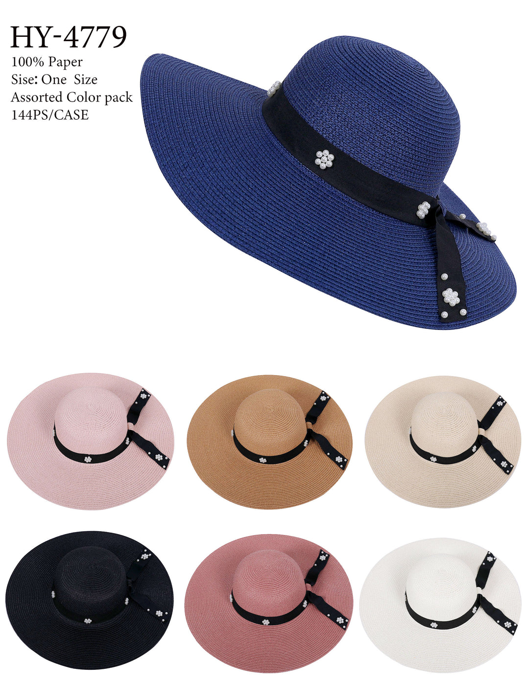 HY4779 - One Dozen straw floppy Hats