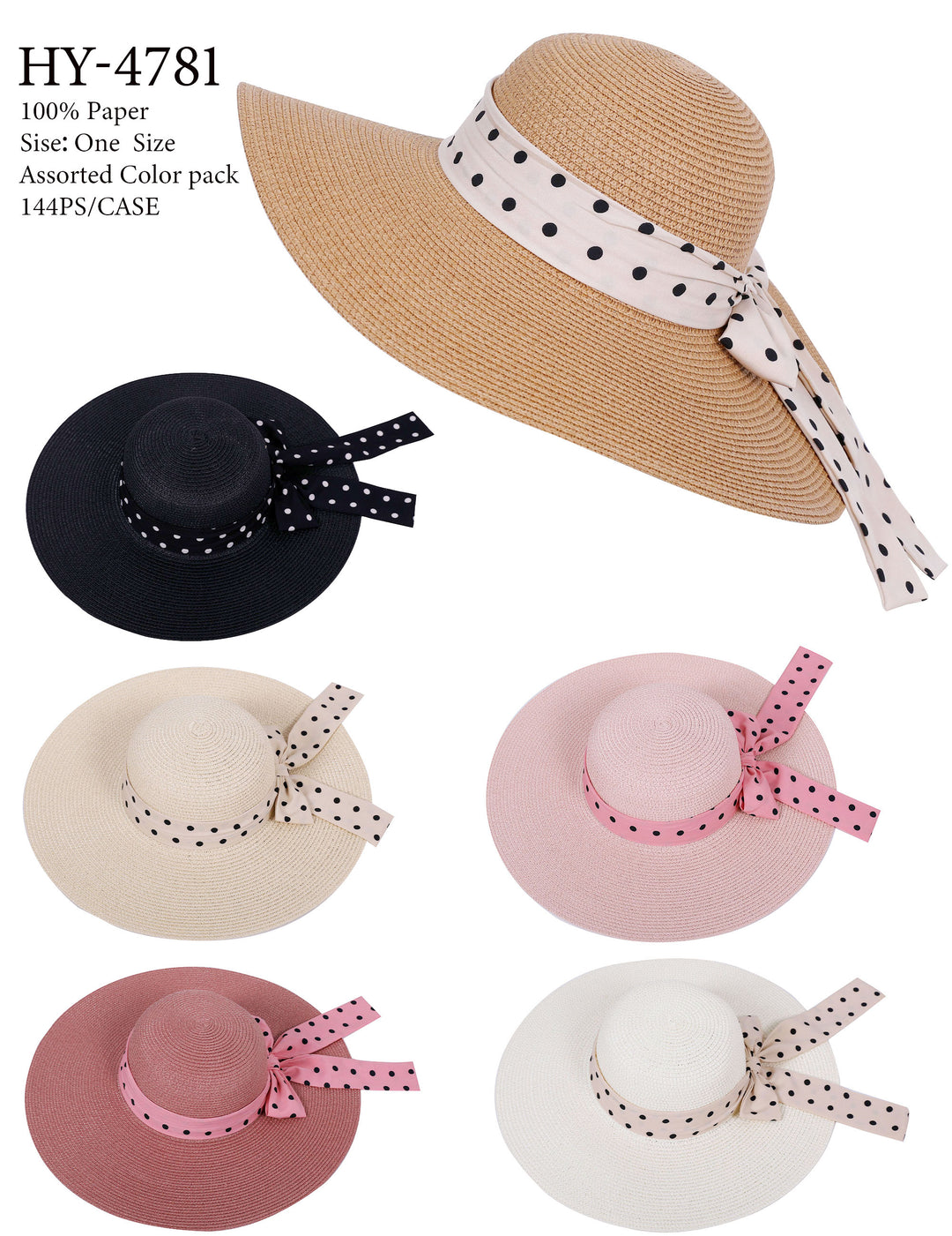 HY4781 - One Dozen straw floppy Hats